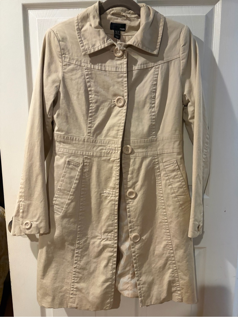 H&M Light Beige Single-Breasted Trench Coat